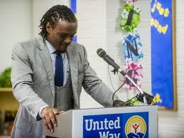 This tear-jerking moment was on the news. Brandon Carr became emotional during his talk to students.